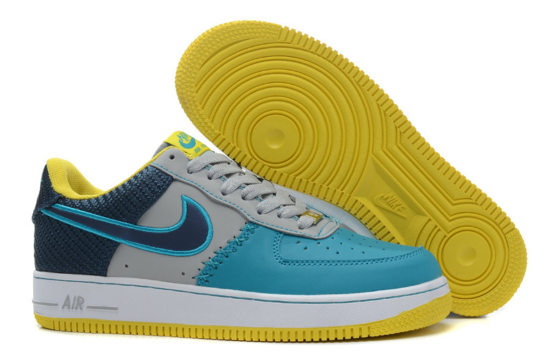 Nike Air Force 1 Low Blue Grey Yellow Sneaker